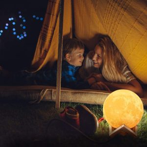 LED-es hangulat lámpa - Hold alakú éjjeli fény stílusos fa talppal és melegfehér fénnyel - 1000 W (BBJ) (BBV) - 8. kép