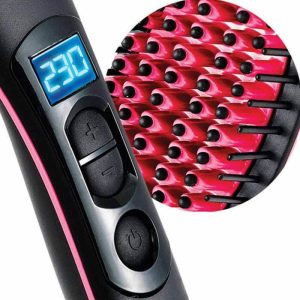 Elektromos hajkefe - hajegyenesítő fésű LCD kijelzővel, hőmérsékletszabályzóval (BBV) - 5. kép