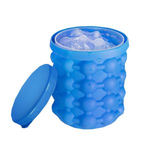 Egyszerűen használható és helytakarékos 3in1 jégkocka készítő, tároló és italhűtő vödör szilikonból - 13 x 14 cm, kék (BBM) - Image 10