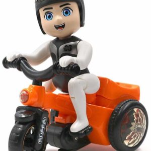 Egykerekező biciklis fiú - pörgő, forgó, zenélő, 3D világító kerékpáros figura (BBJ) - 3. kép