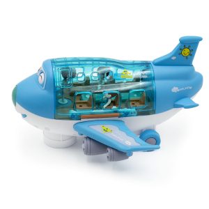 Kinyitható játék repülő kivehető utasokkal, stewardess-sel, - fény és hangeffektekkel, 360°-os fordulatokat vesz, kék (BBJ) - 4. kép