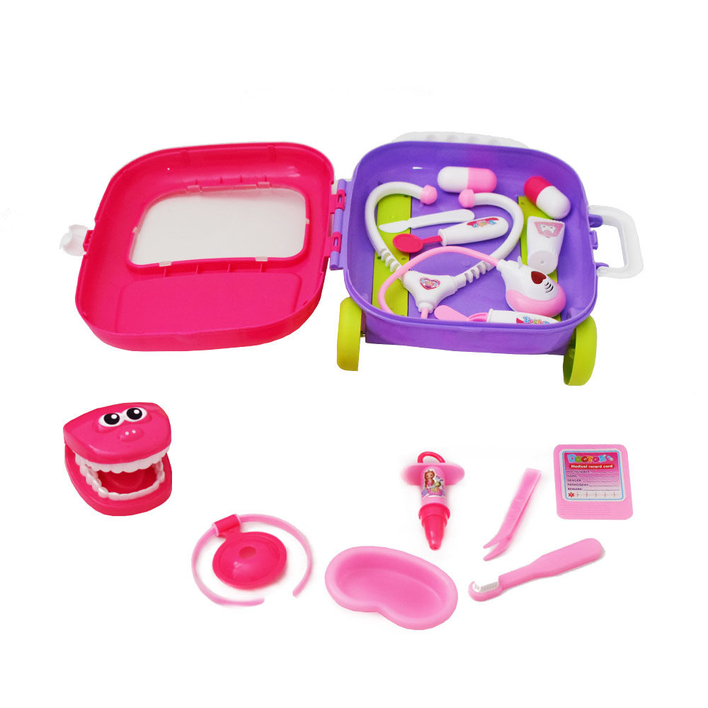14 részes fogorvosi játék szett kis fogorvosoknak, gurulós táskában2