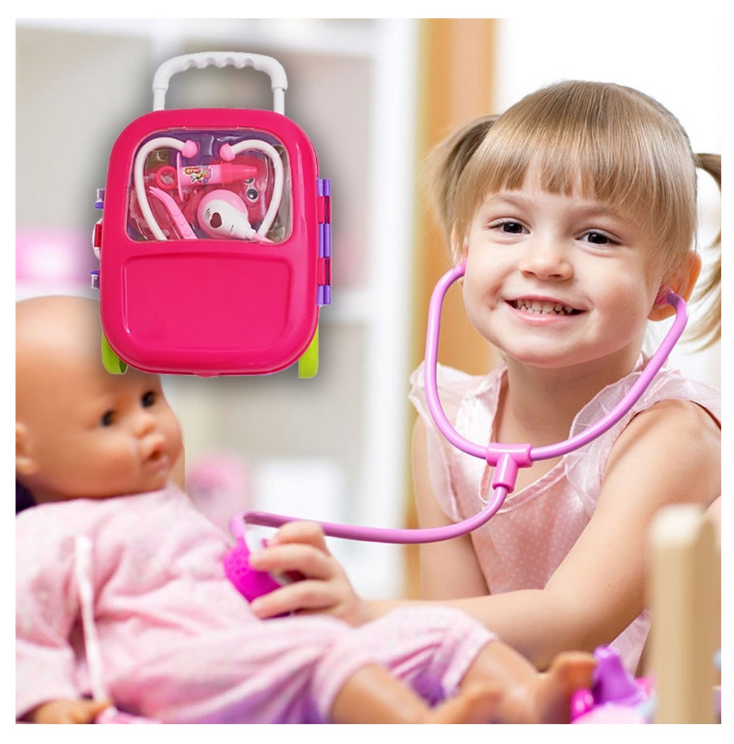 14 részes fogorvosi játék szett kis fogorvosoknak, gurulós táskában3