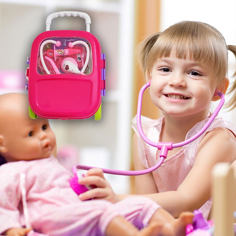 14 részes fogorvosi játék szett kis fogorvosoknak, gurulós táskában3
