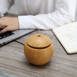 Gömb alakú ultrahangos aroma diffúzor világosbarna színben LED világítással - 130 ml (BBV) - 8. kép