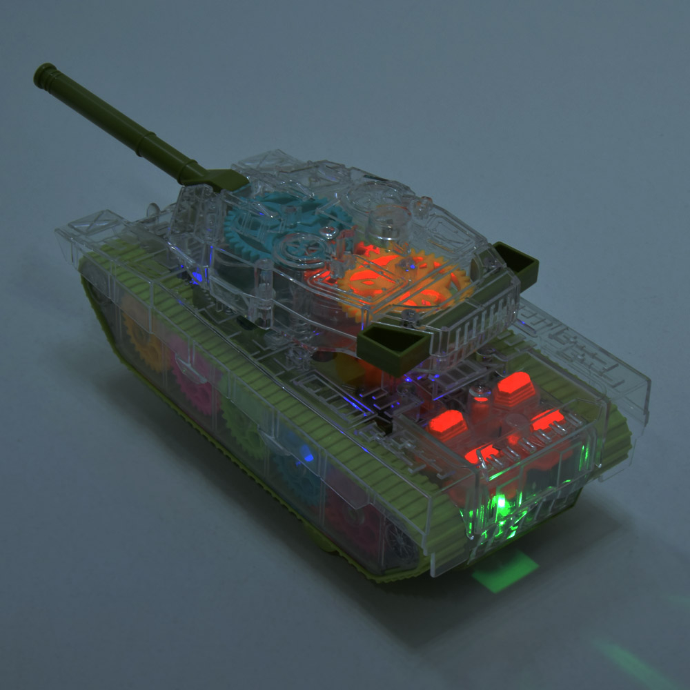 Világító, zenélő játéktank fogaskerekes belsővel – átlátszó2