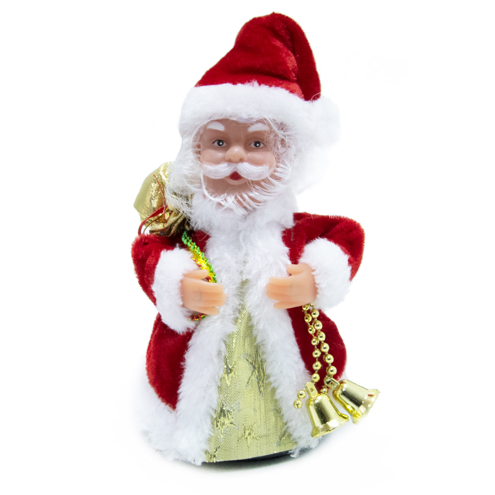Zenélő és pörgő Mikulás puttonnyal és csengettyűvel, 18 cm1