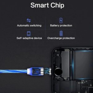 Lenyűgözően villogó mágneses USB töltőkábel cserélhető fejekkel - kék (THM) - 8. kép