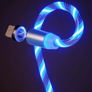 Lenyűgözően villogó mágneses USB töltőkábel cserélhető fejekkel - kék (THM) - 3. kép