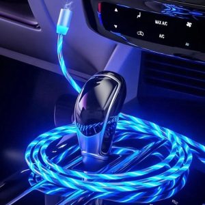 Lenyűgözően villogó mágneses USB töltőkábel cserélhető fejekkel - kék (THM) - 6. kép