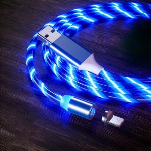 Lenyűgözően villogó mágneses USB töltőkábel cserélhető fejekkel - kék (THM) - 7. kép