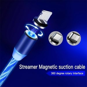 Lenyűgözően villogó mágneses USB töltőkábel cserélhető fejekkel - kék (THM) - 9. kép