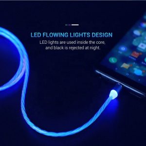 Lenyűgözően villogó mágneses USB töltőkábel cserélhető fejekkel - kék (THM) - 10. kép