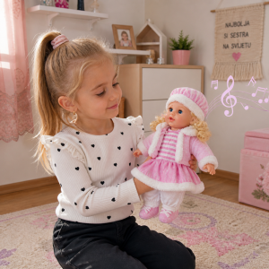Magyarul éneklő hajas Kati baba óriás szempillával – 52 cm (BBJ) - 5. kép