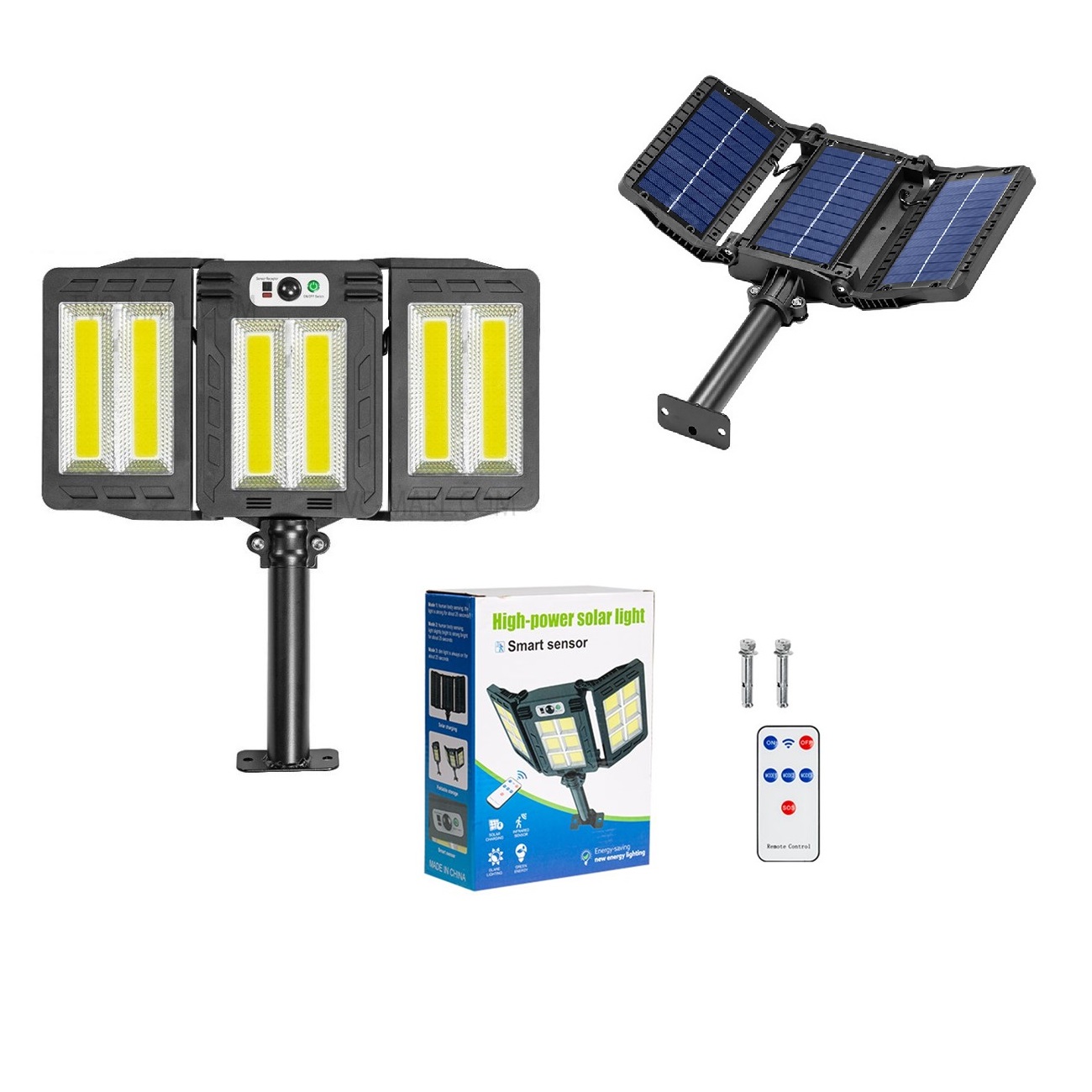 W-786-2 napelemes tripla LED reflektor mozgásérzékelővel (3)