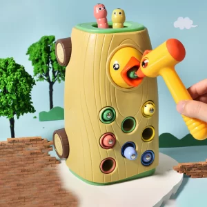 Mágneses fakopáncs - harkályos játék 8 db kukaccal (BBJ) - 5. kép