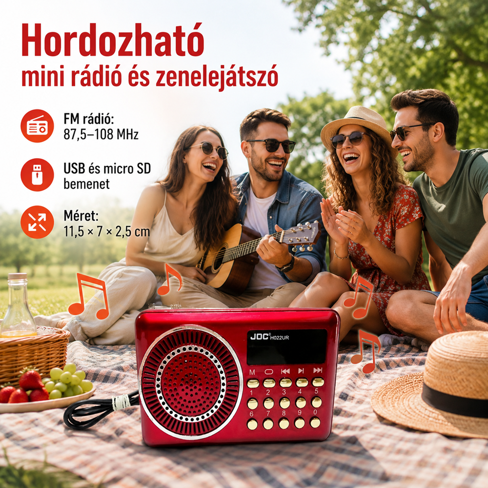 Klasszikus mini hordozható JOC FM rádió és zenelejátszó – USB+SD kártya bemenettel (BBL) 4 (2)