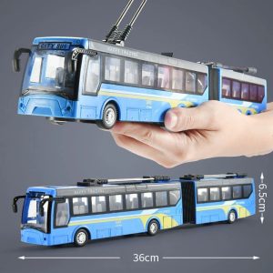 City bus - nagy méretű távirányítós csuklós trolibusz világító fényszórókkal és tölthető akkumulátorral - 36 cm (BBJ) - 5. kép