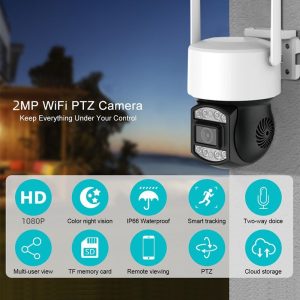 Telefonról vezérelhető PTZ02 WIFI-s biztonsági kamera - mozgásérzékelős, 360°-ban forgatható, időjárásálló - fekete - JE-A9 (BBV) - 3. kép