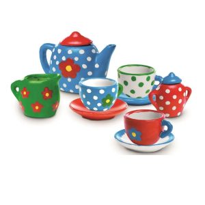 15 db-os 2in1 kifesthető porcelán teás készlet gyerekeknek - kreatív játék és babakonyha felszerelés (BBJ) - 5. kép