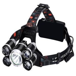 Nagy fényerejű fejlámpa 5 x T6 CREE leddel / akkumulátorral - állítható pántokkal, 4 világítási móddal (BBL) - Image 10