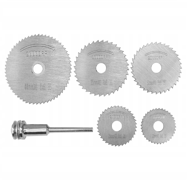 6 db-os, fúrógépre csatlakoztatható mini vágókorong készlet fémhez, fához, műanyaghoz - 22, 25, 32, 35 és 44 mm-es fűrésztárcsákkal (BBKM) (BBD)2