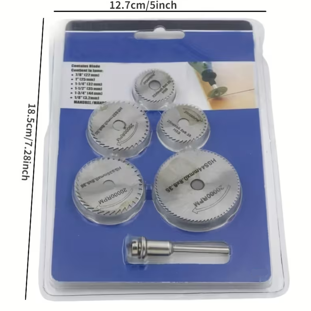 6 db-os, fúrógépre csatlakoztatható mini vágókorong készlet fémhez, fához, műanyaghoz – 22, 25, 32, 35 és 44 mm-es fűrésztárcsákkal (BBKM) (BBD)3