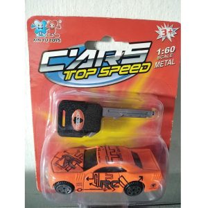 TopSpeed slusszkulccsal indítható, kilövős, retro fém vázas kisautó - narancssárga (BBJ) - 4. kép