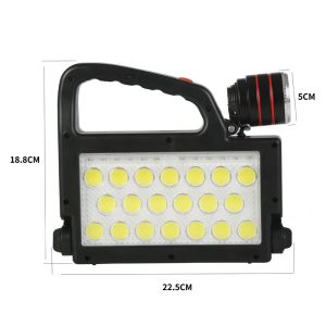 XG-152 szolár LED munkalámpa 6 féle üzemmóddal - napelemes és USB-ről is tölthető kemping lámpa 4 db 18650 típusú akkumulátorral (THM) (BBD) - 3. kép