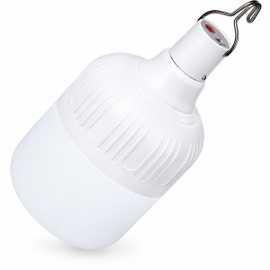 Felakasztható, tölthető hordozható kemping lámpa - napelemmel is használható, retro égő alakú LED fényforrás (BBV) (BBD)