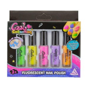 5 színű fluoreszkáló körömlakk szett kislányoknak - könnyedén eltávolítható, egészségre ártalmatlan, sötétben világító neon színű körömlakk készlet (BBJ) - 3. kép