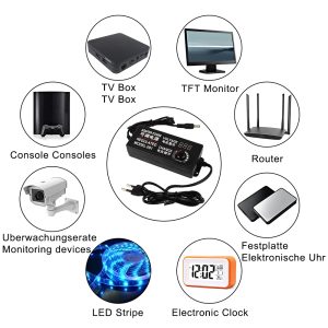 LCD kijelzős hálózati adapter túltöltés elleni védelemmel és feszültség szabályozóval - 100V-240V 50/60Hz (THM) - 4. kép