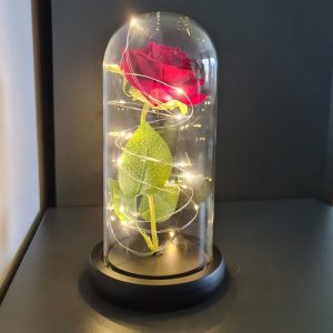 LED-es örök rózsa üvegben - dekor lámpa díszdobozban (BBJ) - Image 3