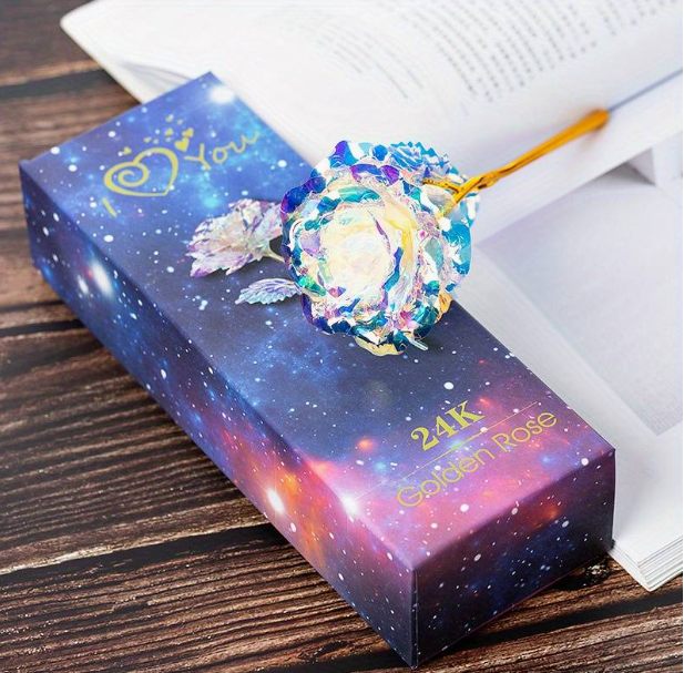 Aranyozott LED-es örök rózsa díszdobozban – kiváló ajándék nőknek 6