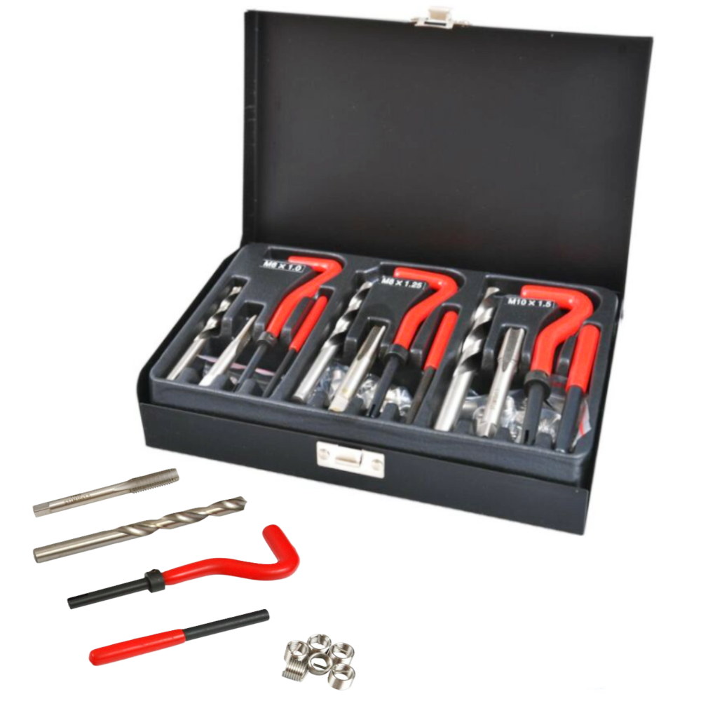Flinke 98 részes menetjavító készlet praktikus fém tárolóbőröndben 1
