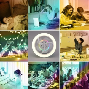 E27 LED mennyezeti ventilátor izzólámpa,  távirányítóval szabályozható - RGB  (THM) - 5. kép