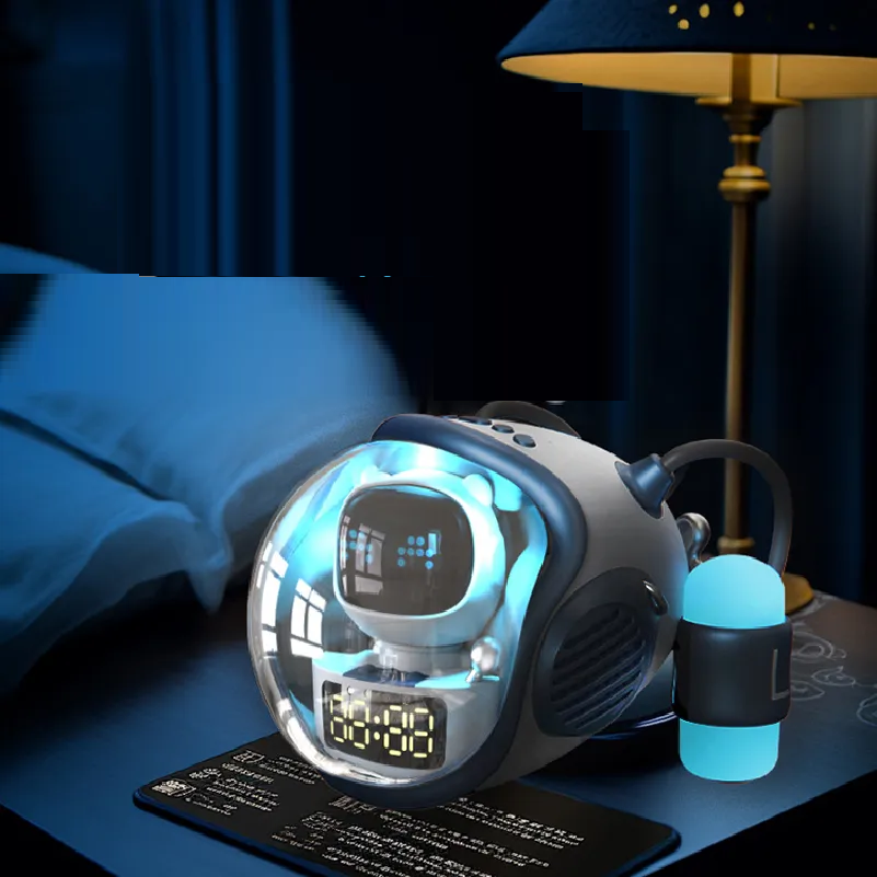 M60 Intelligens Space Astronauta vezeték nélküli akkumulátoros hangszó ébresztőóra RGB lámpával (BBD) 5