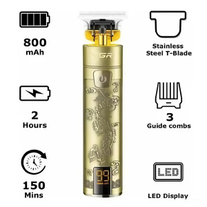 VGR-V076 LED kijelzős gravírozott hajnyíró titánium pengével és cserélhető fejekkel (BBV) - 3. kép