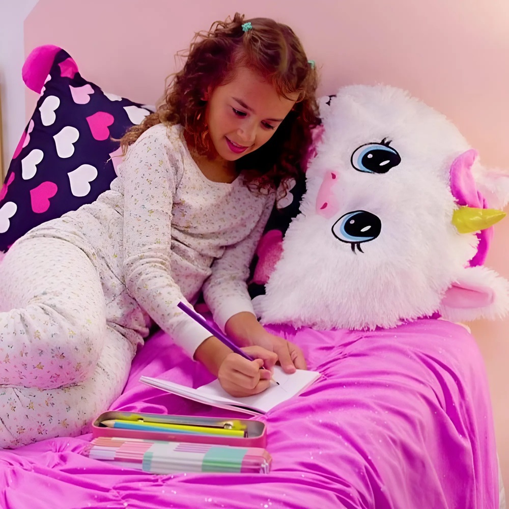 Fluffaluff unikornis pets ultra puha szunyókáló plüss párna – tökéletes ölelhető alvópárna gyermekeknek (BBM) 1