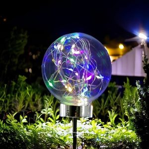 Gömb alakú, napelemes kerti LED lámpa - alkonyérzékelővel, RGB színváltós, 2 darabos szett (FX) (BBD) - Image 3
