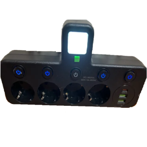 6 az 1-ben asztali töltőállomás – 4 konnektor, 2 USB + 1 USB-C porttal, kompakt elosztó otthonra és irodába HG-278 (BBJH) (BBD) (FX) - 5. kép