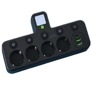 6 az 1-ben asztali töltőállomás – 4 konnektor, 2 USB + 1 USB-C porttal, kompakt elosztó otthonra és irodába HG-278 (BBJH) (BBD) (FX) - 8. kép