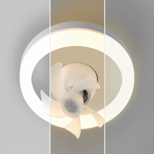 LED mennyezeti ventilátor – 26 cm, E27 foglalat, távirányítóval, 3 sebesség fokozattal, 360° -os forgás 48W (BBJH) - 3. kép