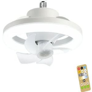 LED mennyezeti ventilátor – 26 cm, E27 foglalat, távirányítóval, 3 sebesség fokozattal, 360° -os forgás 48W (BBJH) - 5. kép