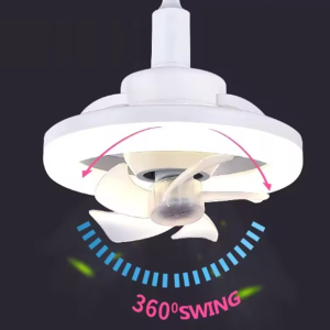 LED mennyezeti ventilátor – 26 cm, E27 foglalat, távirányítóval, 3 sebesség fokozattal, 360° -os forgás 48W (BBJH) - 6. kép