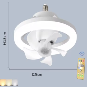 LED mennyezeti ventilátor – 26 cm, E27 foglalat, távirányítóval, 3 sebesség fokozattal, 360° -os forgás 48W (BBJH) - 8. kép
