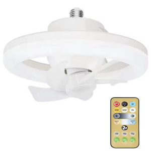 LED mennyezeti ventilátor – 26 cm, E27 foglalat, távirányítóval, 3 sebesség fokozattal, 360° -os forgás 48W (BBJH) - 10. kép