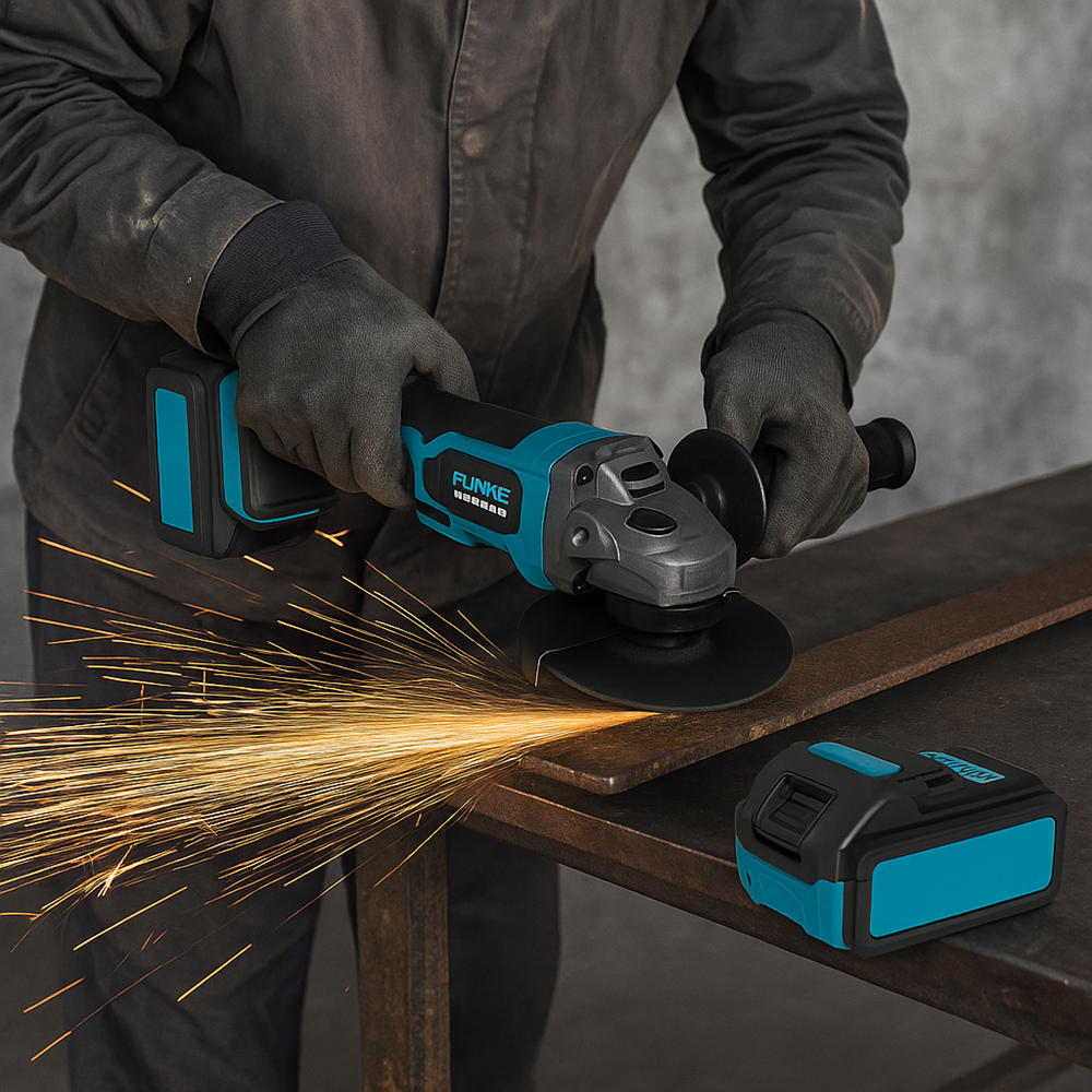Flinke akkus sarokcsiszoló – 48V Li-Ion, 1200W, 2 akkumulátorral és gyors töltővel FK-9027 (BBD)3