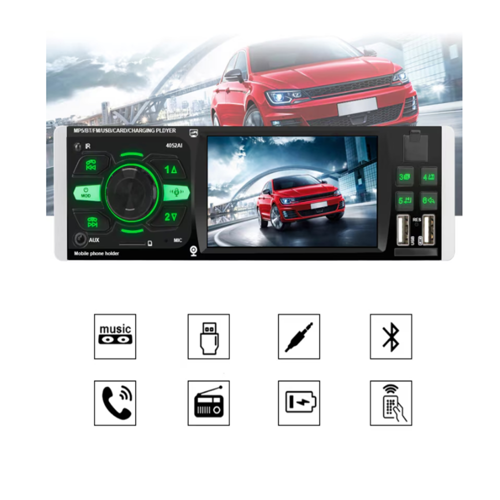 MP5_Multimédiás_Autórádió_4.1”_Kijelzővel_Bluetooth,_Video_és_Zenelejátszó,_MirrorLink_Támogatással_(BBD)