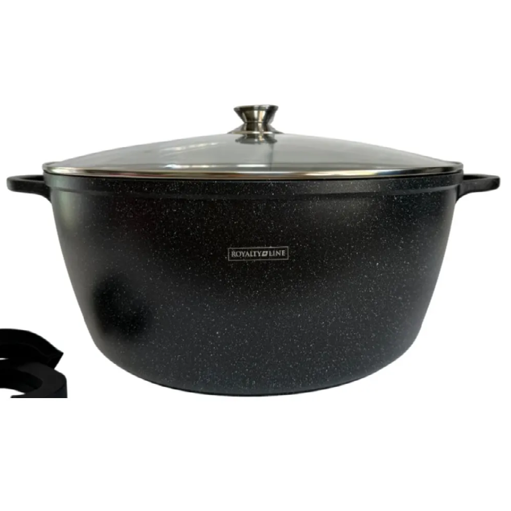 Royalty Line márványbevonatú 40 cm-es lábas – 19,5L nagykapacitású tapadásmentes főzőedény üvegfedővel RL-BS40MG